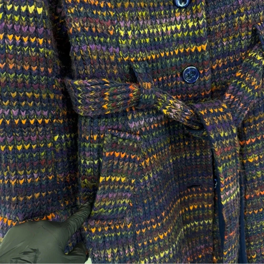 Beth Bowley Anthropologie Womens Knitted Coat Sz 10 Wool Purple Hippie Casual - Picture 11 of 14